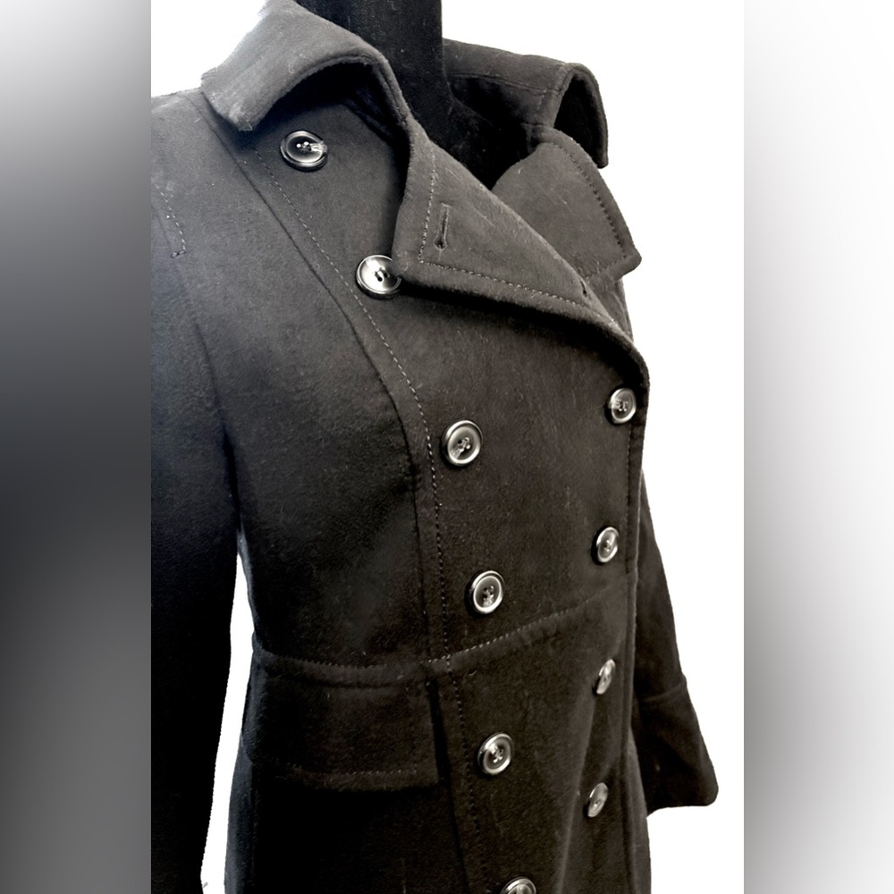 H&M Double Breasted Black Pea Coat - Picture 3 of 6